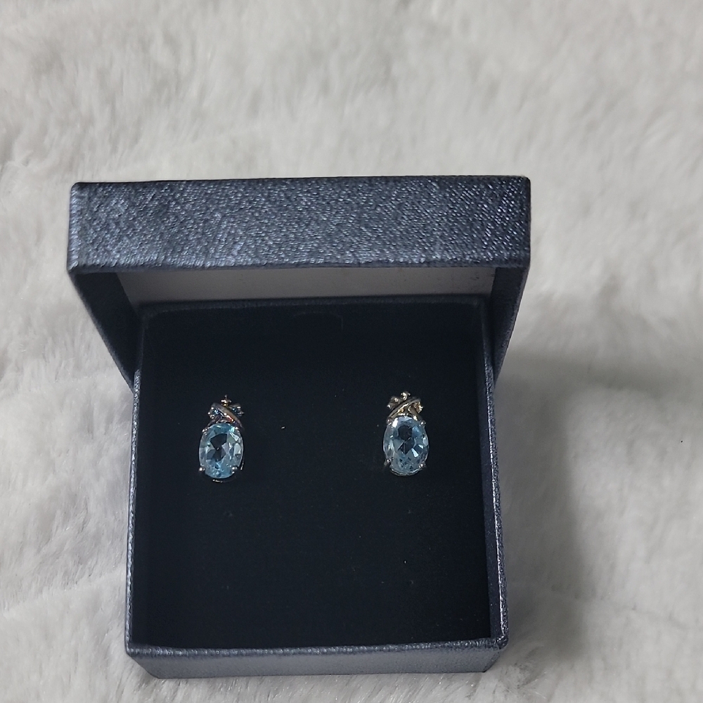 Gold Coast Sterling Silver Elegant Blue Aquamarine Gemstone Earrings